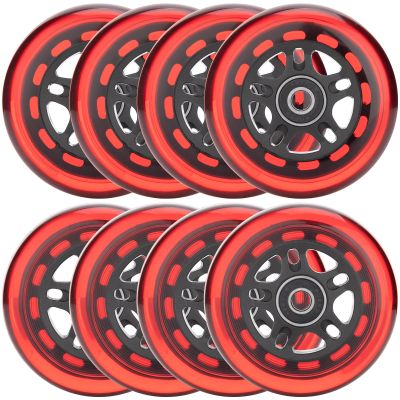 HeyZomm Inline Skate Wheels Outdoor & Indoor Inline Skate Replacement Wheels 85a Roller Hockey Wheels w/Bearings ABEC-9 & Floating Spacers, 64mm 70mm 72mm 76mm 80mm 84mm 90mm Dia, 8-Pack (76mm, Red)