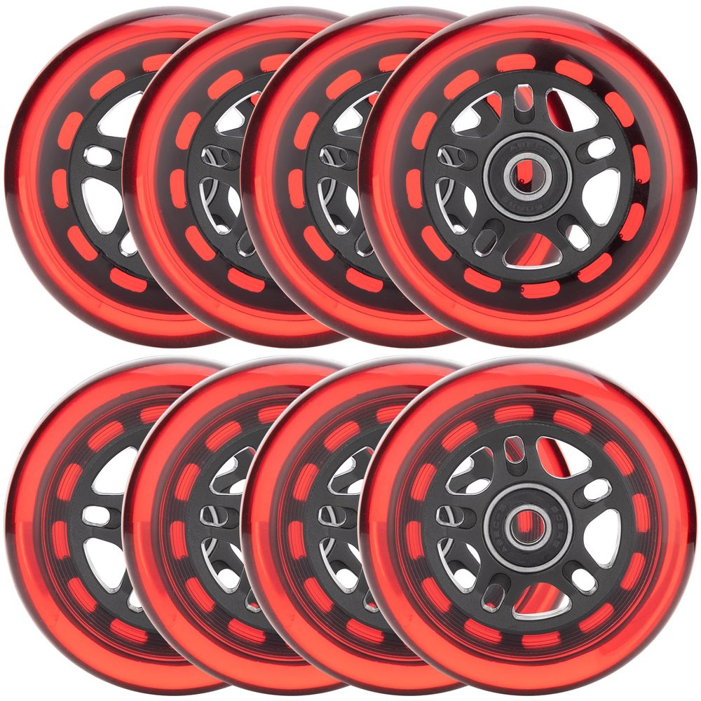 HeyZomm Inline Skate Wheels Outdoor & Indoor Inline Skate Replacement Wheels 85a Roller Hockey Wheels w/Bearings ABEC-9 & Floating Spacers, 64mm 70mm 72mm 76mm 80mm 84mm 90mm Dia, 8-Pack (76mm, Red)