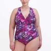 Eddie Bauer Womens Midweight Ruched Shaping One Piece Swimsuit (Small, Palm Leaves) view 3