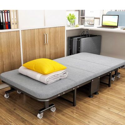 UPGENT Portable Folding Camping Cot, Four fold Sleeping Cots Bed, 6-Speed Head Adjustment, Folding Bed with 8 Universal Wheels for Tent Outdoor Hiking Travel Beach Office Nap (Size : 190x90x30CM)