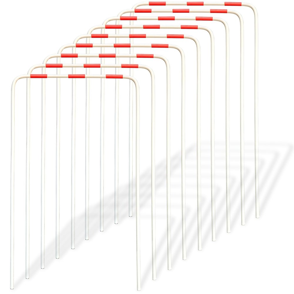 PRAMOON Croquet Wickets Replacement, Set of 9, Heavy Duty Thick Steel Wire with White Plastic Coating, 11 x 6.7, for Families Backyard Lawn Outdoor Game