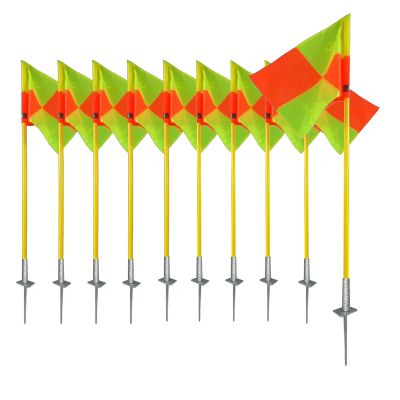 ZAQYCM Yellow Agility Poles Soccer Training Equipment, Fixed or Adjustable Obstacle Coaching Stick for Sports, Training & Warning, Ground Poles for Horse with Flags (Color : 10 Pcs, Size : 1.5m/59in)