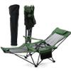 Portable Lounge Folding Beach Chair Camping Reclining Positions Chaise Pillow Green view 1
