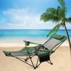 Portable Lounge Folding Beach Chair Camping Reclining Positions Chaise Pillow Green view 2
