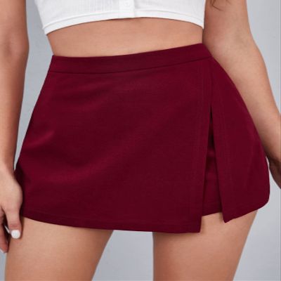KLiHDSM Women's Shorts Solid High Waisted Skort Shorts for Women (Color : Burgundy, Size : X-Small)