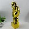 LNGODEHO Golden Football Goalkeeper Gloves Trophy Resin CraftsGold Plated 3D Statue Soccer AwardSchool Match Reward Sports League Souvenirs (Gold Base) view 4