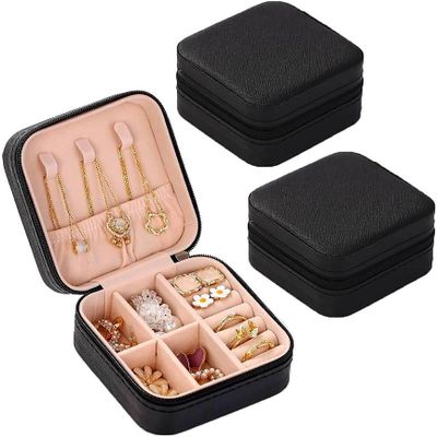 AJIN.C Set of 3 Small Jewelry Box Display Case Storage Organizer - Travel Size Jewery Inserts for Rings Earrings Necklaces and Bracelets