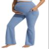 JOYSPELS Maternity Flare Leggings Over The Belly with Pockets  Soft, Comfortable Pregnancy Yoga & Daily & Work Pants Light Blue view 1