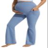 JOYSPELS Maternity Flare Leggings Over The Belly with Pockets  Soft, Comfortable Pregnancy Yoga & Daily & Work Pants Light Blue view 1