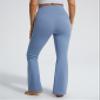 JOYSPELS Maternity Flare Leggings Over The Belly with Pockets  Soft, Comfortable Pregnancy Yoga & Daily & Work Pants Light Blue view 3