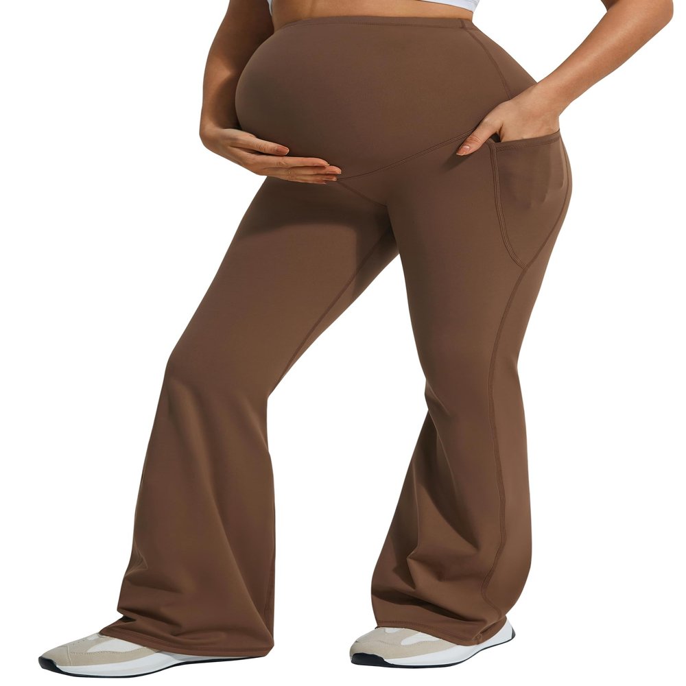 JOYSPELS Maternity Flare Leggings Over The Belly with Pockets  Soft, Comfortable Pregnancy Yoga & Daily & Work Pants