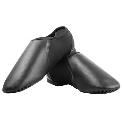 Asyusyu Dance Jazz Shoes,Round Toe Soft Leather Dance Slippers for Women/Men,Black,4.