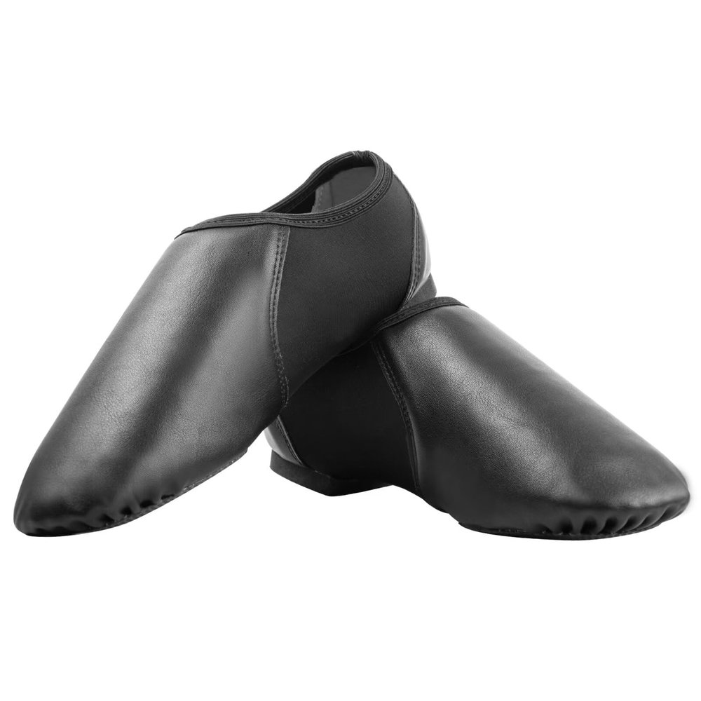 Asyusyu Dance Jazz Shoes,Round Toe Soft Leather Dance Slippers for Women/Men,Black,4.