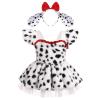 IBTOM CASTLE Baby Girl Halloween Animal Costume Spotted Dog Series Plush Ruffle Dress with Headband Cosplay Fany Dress up Outfit White-Dog 3-6 Months view 1