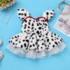 IBTOM CASTLE Baby Girl Halloween Animal Costume Spotted Dog Series Plush Ruffle Dress with Headband Cosplay Fany Dress up Outfit White-Dog 3-6 Months view 2