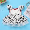 IBTOM CASTLE Baby Girl Halloween Animal Costume Spotted Dog Series Plush Ruffle Dress with Headband Cosplay Fany Dress up Outfit White-Dog 3-6 Months view 3