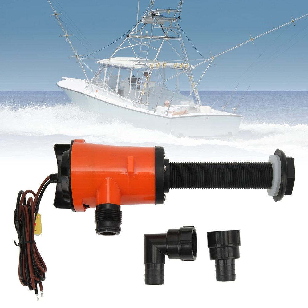 Aerator Livewell Pump Aerator Fish Saver Pump 800GPH 12V 4.0A Portable Submersible Fish Tank Pump Bait Tank Aerator Fish Saver Pump for Boat Marine