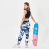 lontakids Girls Hip Hop Clothes 2 Piece Outfits Crop Tops Camouflage Jogger Pants Set Jazz Street Dancewear (12-14,blue) view 4