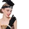 Coridy 1920s Great Gatsby Accessories Set for Women Flapper Headpiece Headband Fashion Roaring 20's Theme Set with Headband Headpiece Long White Gloves for Party view 1