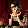 Coridy 1920s Great Gatsby Accessories Set for Women Flapper Headpiece Headband Fashion Roaring 20's Theme Set with Headband Headpiece Long White Gloves for Party view 3