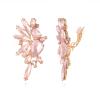 Met-edianger Pink Statement Earrings Rhinestone Clip on Earrings Crystal Non Pierced Drop Dangle Earrings for Women view 1