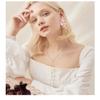 Met-edianger Pink Statement Earrings Rhinestone Clip on Earrings Crystal Non Pierced Drop Dangle Earrings for Women view 2