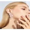 Met-edianger Pink Statement Earrings Rhinestone Clip on Earrings Crystal Non Pierced Drop Dangle Earrings for Women view 3