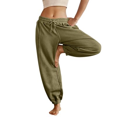 Midelxp Grey Women's Cute High Waisted Straight Leg Joggers - Comfy Lounge Pants with Pockets, Fleece Lined, Plus Size