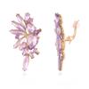 Met-edianger Purple Statement Earrings Rhinestone Clip on Earrings Crystal Non Pierced Drop Dangle Earrings for Women