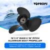 VQPROPs OEM Boat Propeller 12 1/4x15 Aluminum Prop Fit BRP Johnson Evinrude OMC Stern Drive 40-75 HP Outboard Motor 13 Spline Tooth Parts No.778774 RH view 2