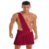 Hansber Men's One Shoulder Ancient Greek Costume Roman Toga Costume Halloween Party Cosplay Fancy Dress Burgundy Large view 1