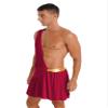 Hansber Men's One Shoulder Ancient Greek Costume Roman Toga Costume Halloween Party Cosplay Fancy Dress Burgundy Large view 3