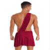 Hansber Men's One Shoulder Ancient Greek Costume Roman Toga Costume Halloween Party Cosplay Fancy Dress Burgundy Large view 4