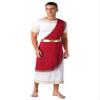 easyforever Men's Ancient Greek Costume Robe Short Sleeve Retro Gold Decoration Toga Dress Up Burgundy Small view 2