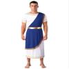 easyforever Men's Ancient Greek Costume Robe Short Sleeve Retro Gold Decoration Toga Dress Up Blue X-Large view 1