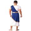 easyforever Men's Ancient Greek Costume Robe Short Sleeve Retro Gold Decoration Toga Dress Up Blue X-Large view 2