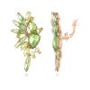 Met-edianger Light Green Statement Earrings Rhinestone Clip on Earrings Crystal Non Pierced Drop Dangle Earrings for Women view 1
