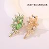 Met-edianger Light Green Statement Earrings Rhinestone Clip on Earrings Crystal Non Pierced Drop Dangle Earrings for Women view 4