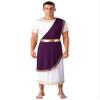 easyforever Men's Ancient Greek Costume Robe Short Sleeve Retro Gold Decoration Toga Dress Up Purple X-Large view 1