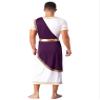 easyforever Men's Ancient Greek Costume Robe Short Sleeve Retro Gold Decoration Toga Dress Up Purple X-Large view 2