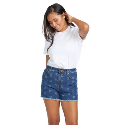 Volcom Women's Stone Step High Rise Denim Short, LTWT Vintage