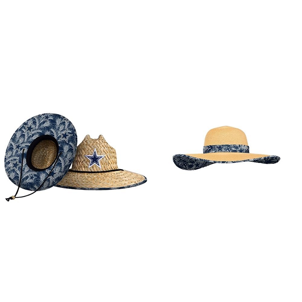 FOCO Mens NFL Team Logo Floral Sun Straw Hat, Team Logo, One Size US & Dallas Cowboys NFL Womens Floral Straw Hat
