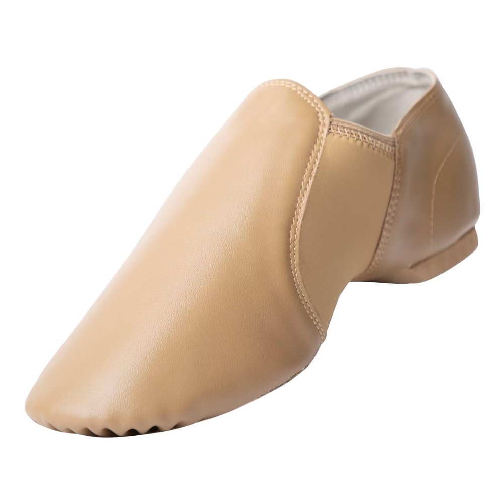 Asyuyu Jazz Shoes for Girls Slip-On PU (Toddler/Little Kid/Big Kid) - Size 2 to 11 for Dance Class & Stage - Black/Tan Split Sole Flexible-Toddler-9.5,Brown