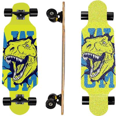 31" Longboard 7 Layers Skateboard Pro Complete Cruiser for Cruising, Carving, Free-Style and Downhill with T-Tool (Dinosaur)