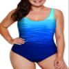 Aleumdr Women's One Piece Swimsuits Sexy Bathing Suits for Women Criss Cross Back Cheeky Push Up Sports Monokini Swimwear Blue Ew 20 Plus view 1