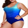 Aleumdr Women's One Piece Swimsuits Sexy Bathing Suits for Women Criss Cross Back Cheeky Push Up Sports Monokini Swimwear Blue Ew 20 Plus view 2