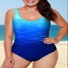 Aleumdr Women's One Piece Swimsuits Sexy Bathing Suits for Women Criss Cross Back Cheeky Push Up Sports Monokini Swimwear Blue Ew 20 Plus view 3
