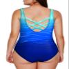 Aleumdr Women's One Piece Swimsuits Sexy Bathing Suits for Women Criss Cross Back Cheeky Push Up Sports Monokini Swimwear Blue Ew 20 Plus view 4