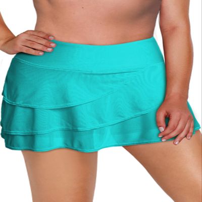 Aleumdr Women's Plus Size Waistband Layered Swimdress Ruffle Swim Skirt Swimsuit Bottom Green 18 Plus