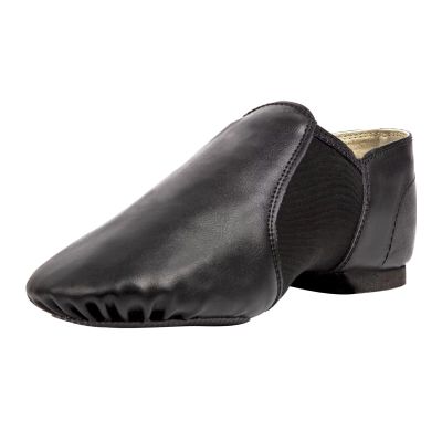 Asyuyu Jazz Shoes for Girls Slip-On Leather (Toddler/Little Kid/Big Kid) - Size 2 to 11 for Dance Class & Stage - Black/Tan Split Sole Flexible-Little Kid-1,Black
